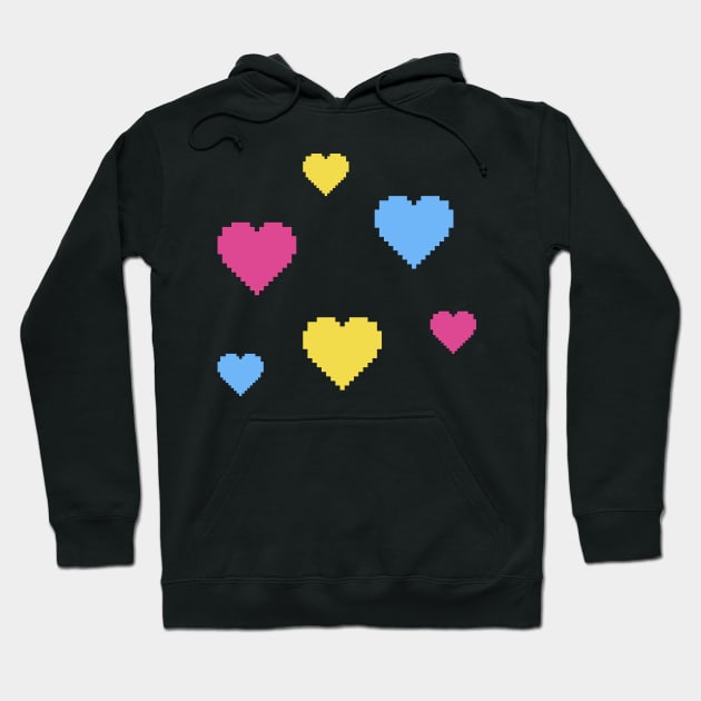 Pan Pride Hearts Pixel Art Hoodie by christinegames